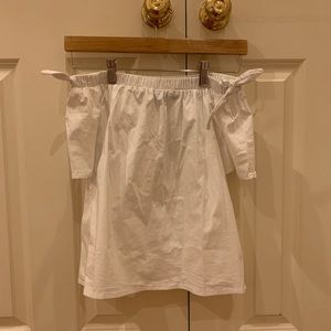 White off the shoulder tie up top